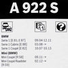 Tuulilasinpyyhkimet Bosch A922S, 50/50cm, BMW Seria 1, Cabrio, Coupe, Mini Coupe, Roadster