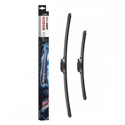 Windshield Wipers Set Bosch Aerotwin A116S, 600/400mm for Renault, Peugeot, Citroen, DS