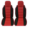 Set Sitzbezüge aus Leder und Textil, Schwarz / Rot, 2-tlg