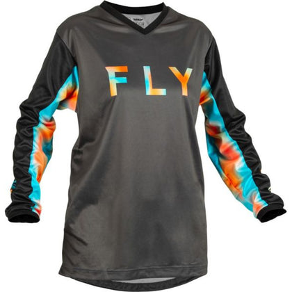 Ženska terenska majica Fly Racing F-16, siva/plava/ružičasta, velika