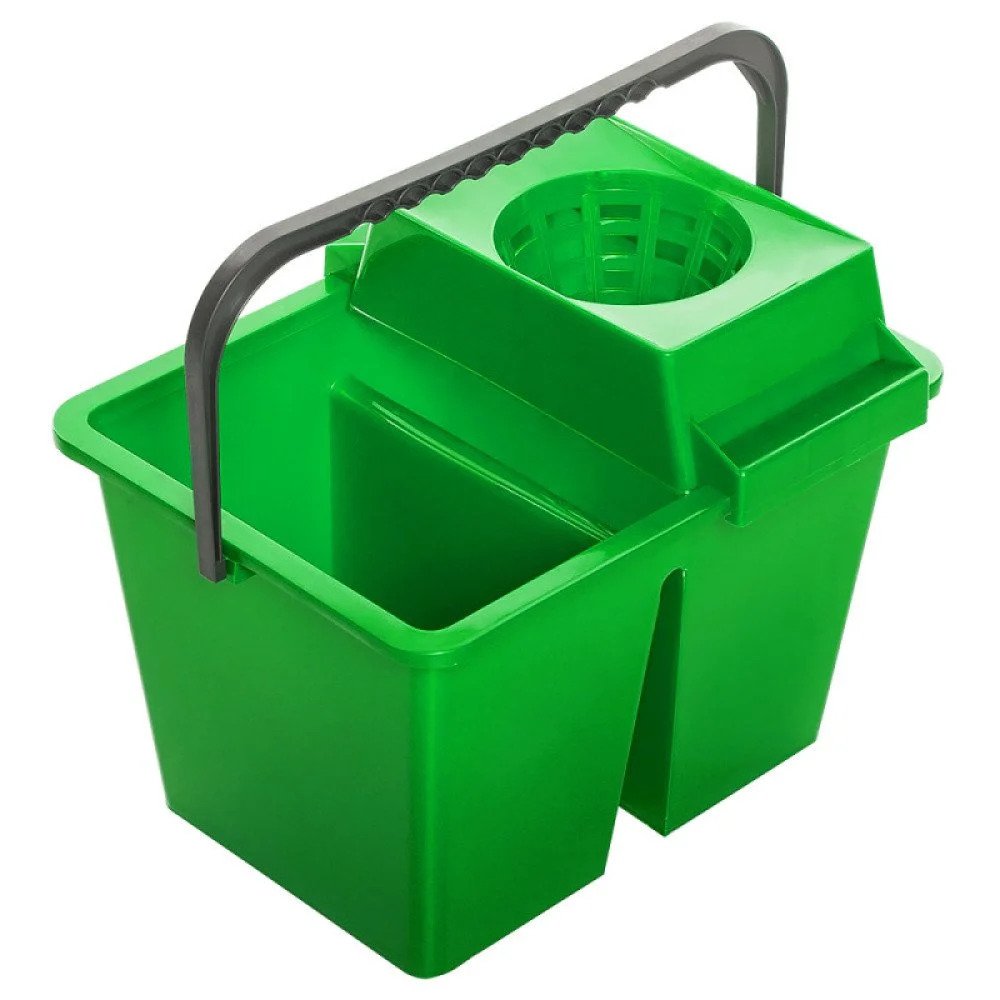 Double Plastic Bucket with Squeezer Esenia, 2 x 7L, Green