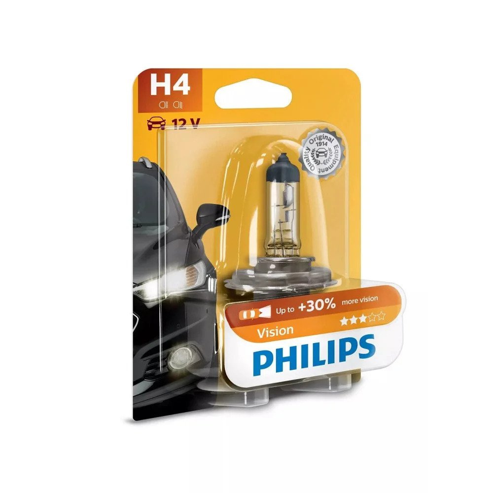 Headlight Bulb Philips Vision H4, 60/55W, 12V, P43T-38