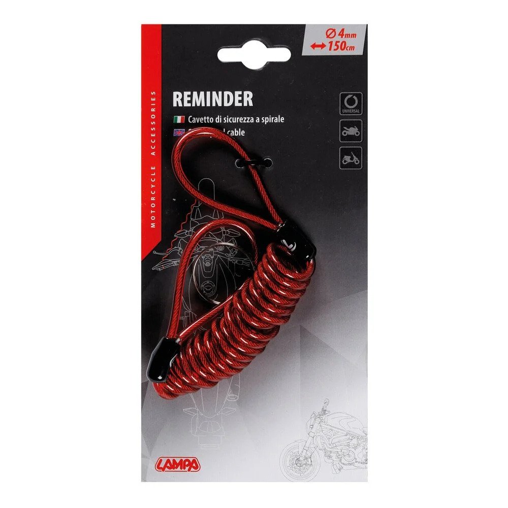 Steel Spiral Cable Lampa Reminder, Red