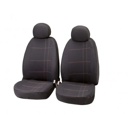 Bottari Embroidery Seat Covers, Black/Gray, Set of 2 pcs