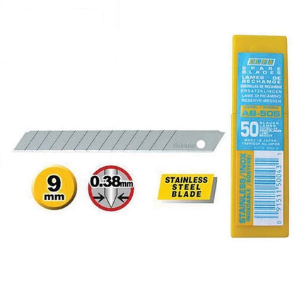 Stainless Steel Cutter Blades Olfa AB-10S 9 mm, Set of 50 pcs