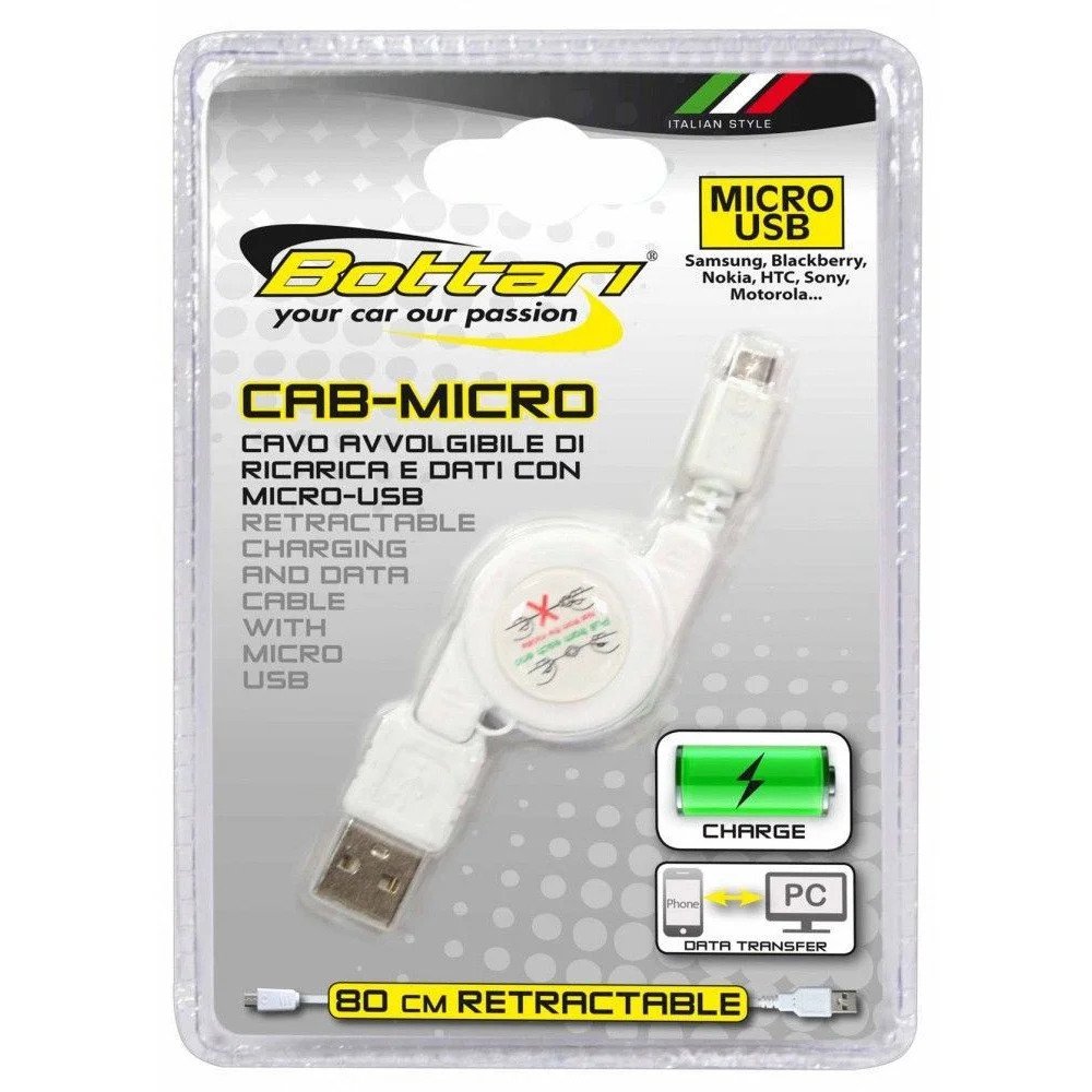 Retractable Charging and Data Cable with Micro USB Bottari Cab-Micro