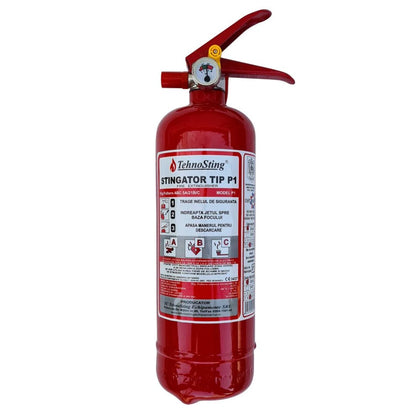 Powder Fire Extinguisher P1 and Pressure Gauge TehnoSting, 1kg