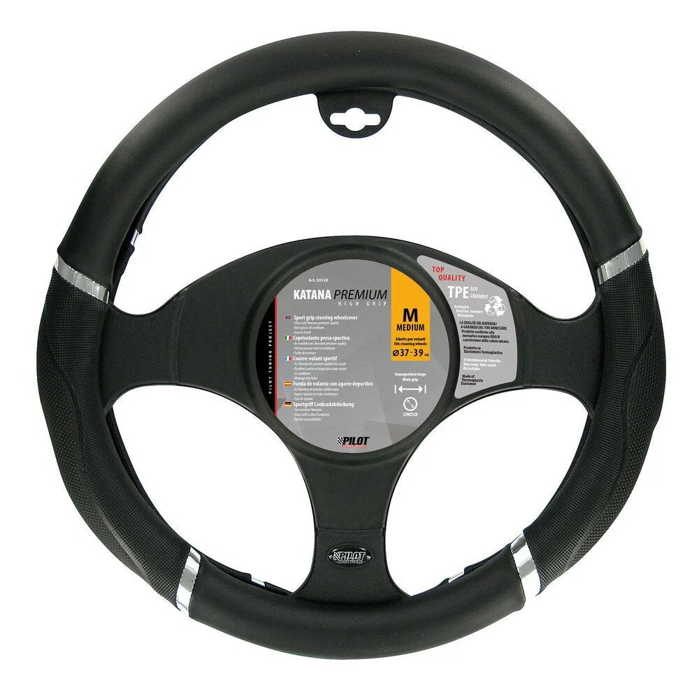 Sport Grip Steering Wheel Cover Lampa Katana, Black, 37/39cm