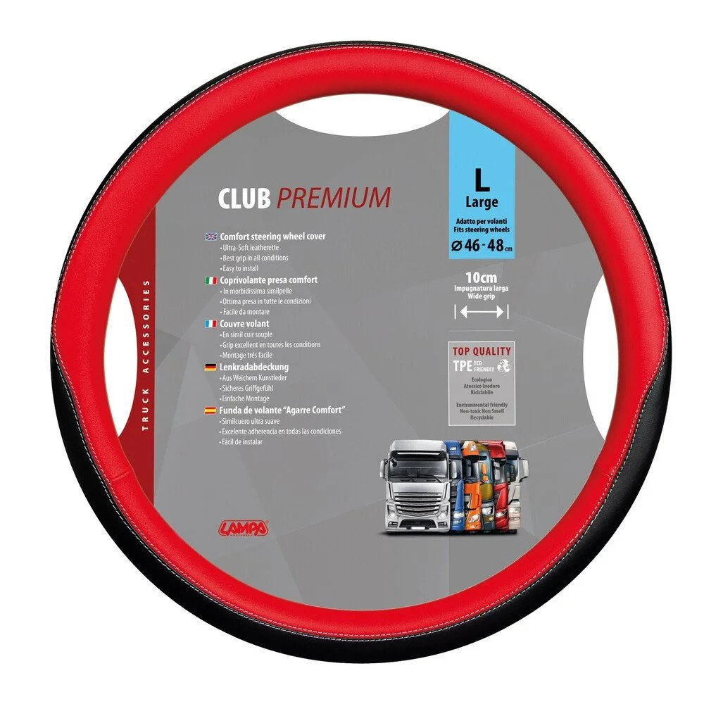 Komfort-Lenkradbezug Lampa Club Premium, 46/48, Schwarz/Rot - LAM98911 -  Pro Detailing