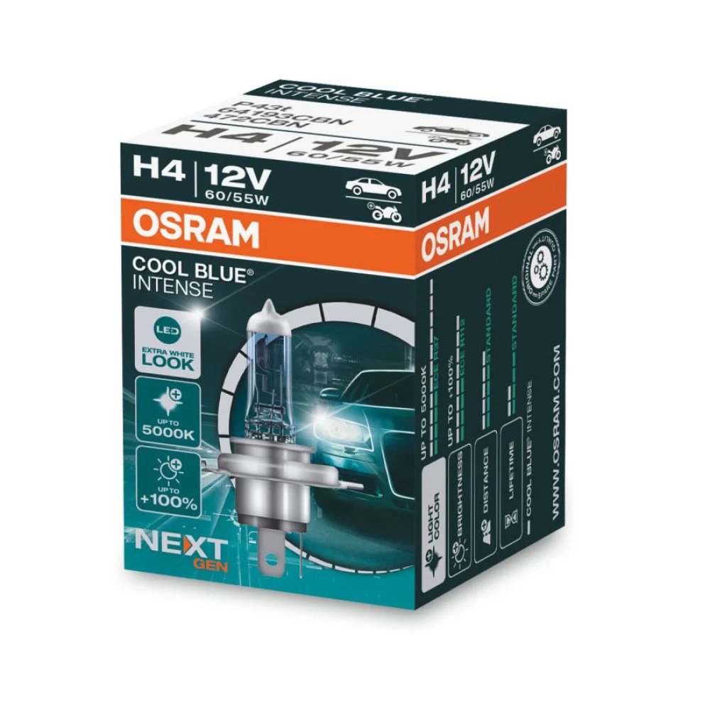 Halogen Bulb H4 Osram Cool Blue Intense, 12V, 60/55W - 64193CBN - Pro  Detailing