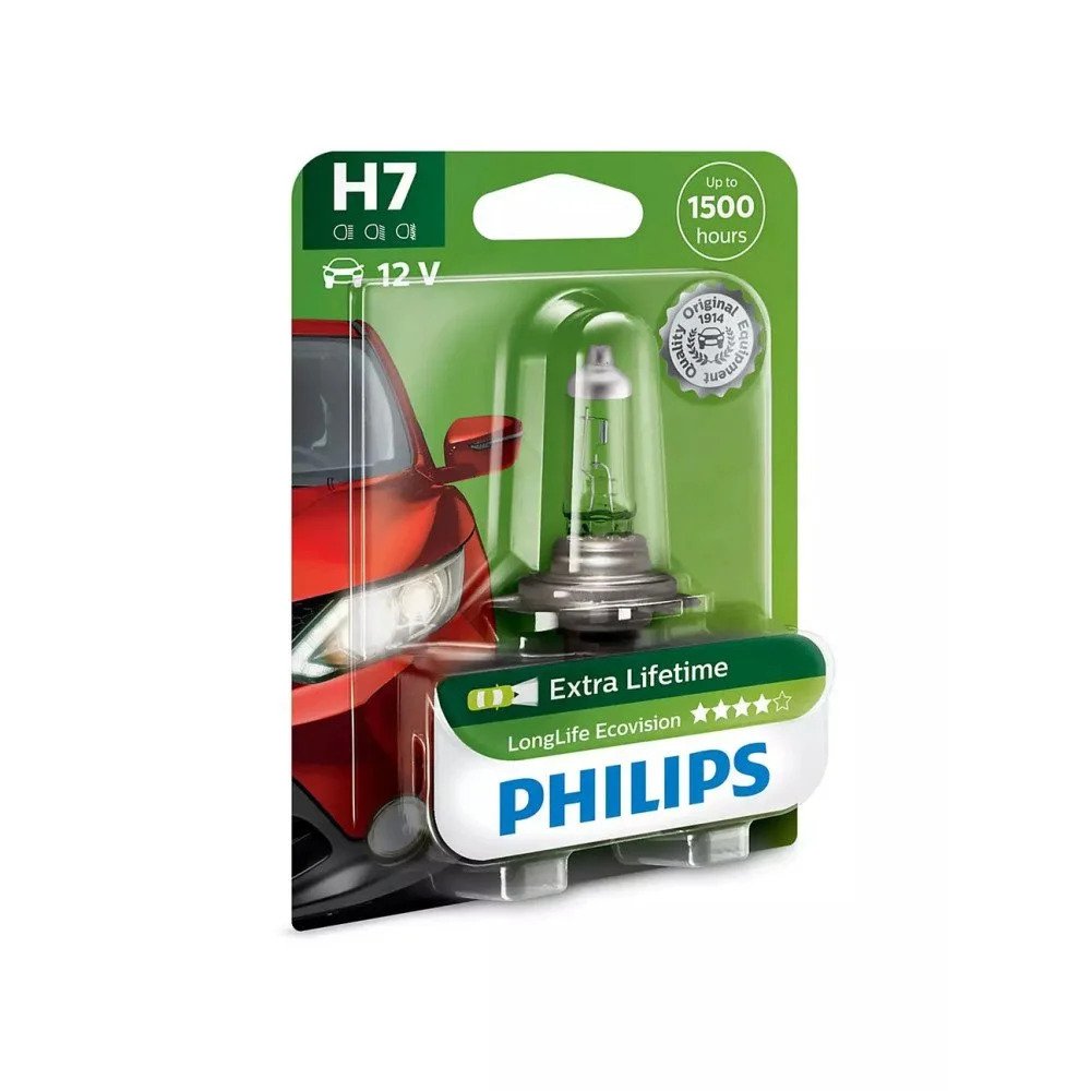 Halogen Bulb H7 Philips LongLife Ecovision, 12V, 55W - 12972LLECOB1 - Pro  Detailing