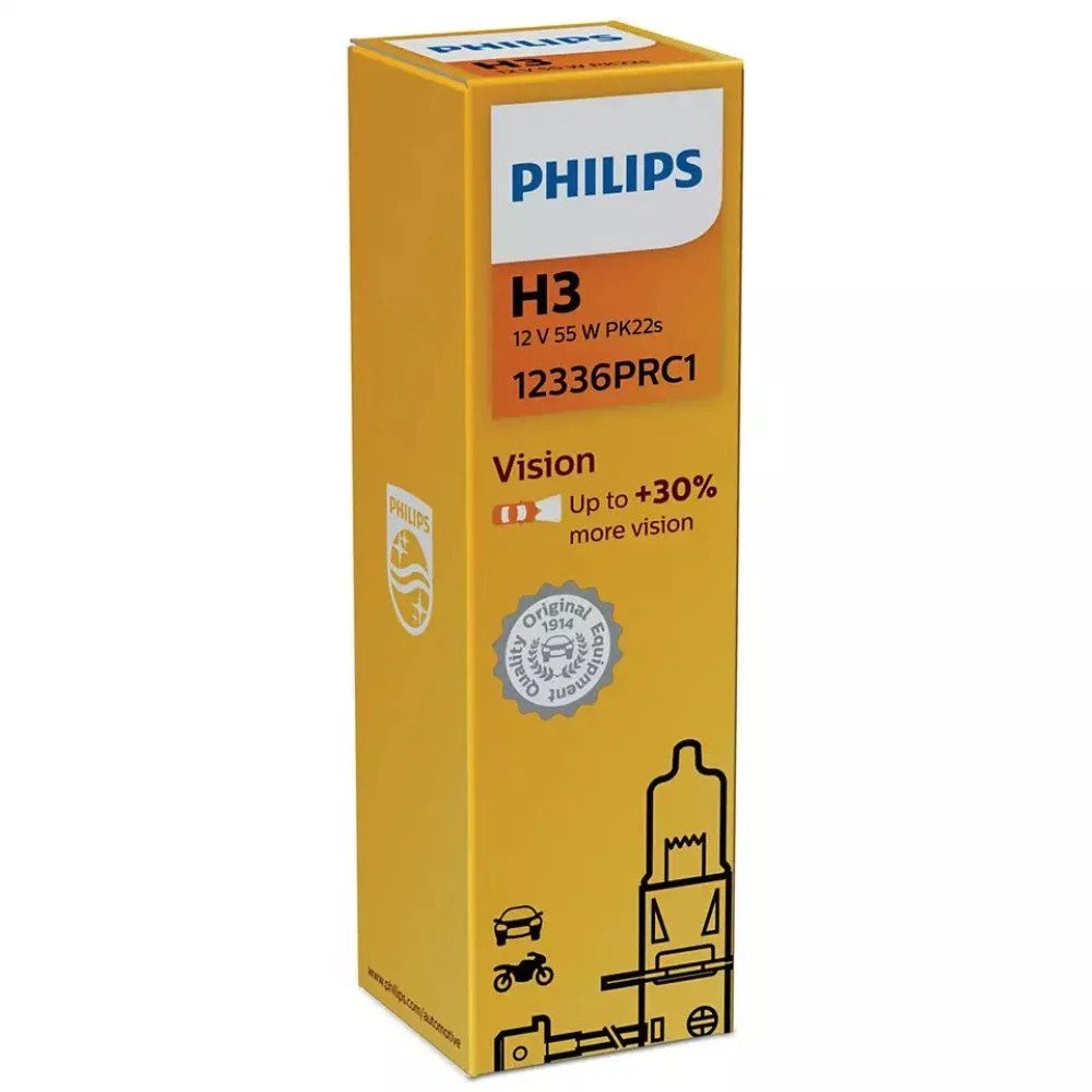 Halogen Bulb H3 Philips Vision 30, 12V, 55W - 12336PRC1 - Pro Detailing