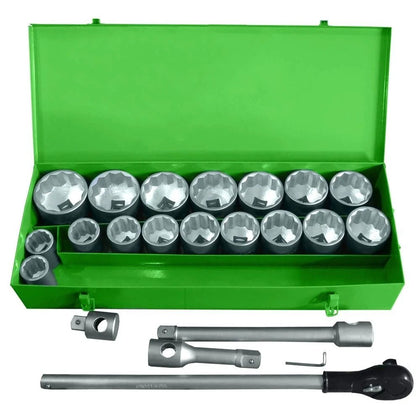 Metal Tool Case with 1 Inch Autocle 12-Point Sockets, 22 pcs