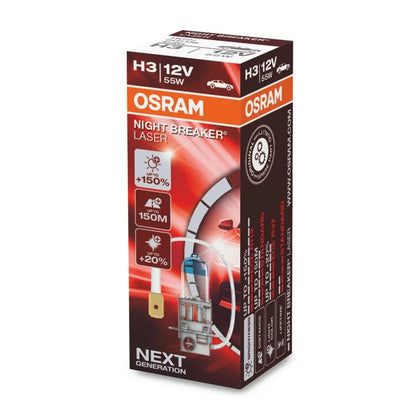 Halogen Bulbs Set H3 Osram Night Breaker Laser 150, 12V, 55W, 2 pcs