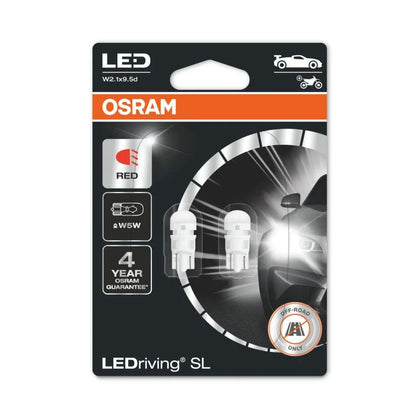 LED Bulbs Set W5W Osram LEDriving SL, Red, 2 pcs