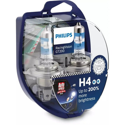 Halogen Bulbs Set H4 Philips Racing Vision GT200, 12V, 60/55W, 2 pcs