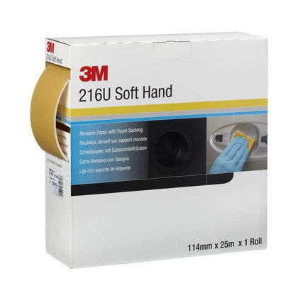 Abrasive Paper with Foam Backing 3M 216U Soft Hand, 114mm x 25m